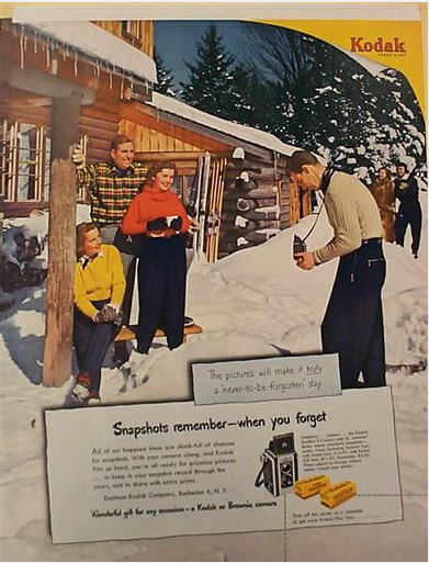 Kodak Advertisement “Snapshots remember – when you forget,”1951, Courtesy Eastman Kodak Company